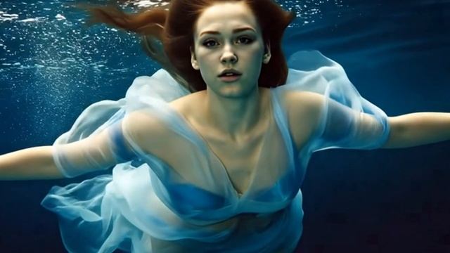 Красивая девушка плавает под водой. Смотреть видео с красивыми девушками. Девушка  в мокром платье
