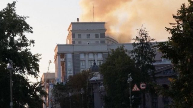 Пожар в здании кабмина Украины