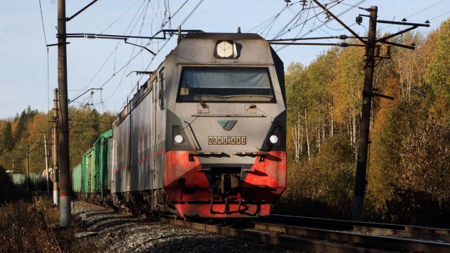 Поезда в лесу на перегоне Кузьма - Бородулино Свердловской железной дороги