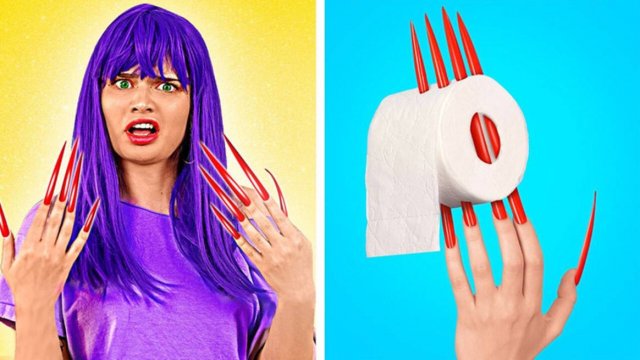 Сумасшедшие длинные волосы vs длинные ногти 💅 Забавные бьюти-проблемы для мальчиков и девочек 😱✨