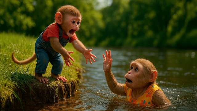 Мультики для детей. Приключения обезьянки. Обезьянка Обезьянка спасает маму. Детям