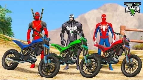 Вызов с мотоциклами на рампе с Человеком-Пауком и героями! - GTA