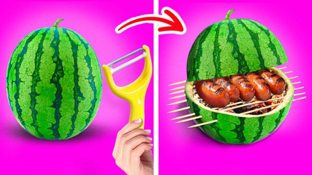 Лайфхаки для отдыха на природе 🌲 Крутые идеи и трюки с арбузом от 123 GO! 🍉✨