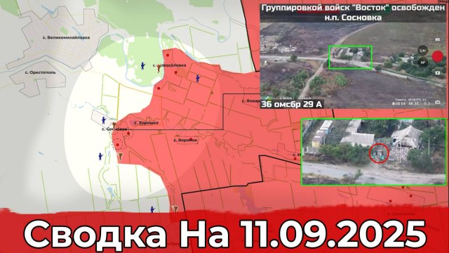 Продвижение в районе Сосновки и обстановка на Константиновском направлении. Сводка на 11.09.2025 г.