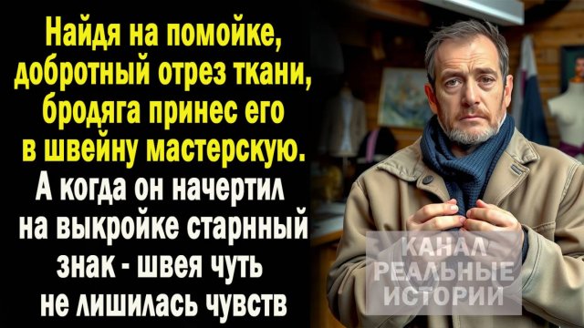 Найдя на свалке отрез ткани, бродяга принес его швее. А когда начертил странный знак на выкройке