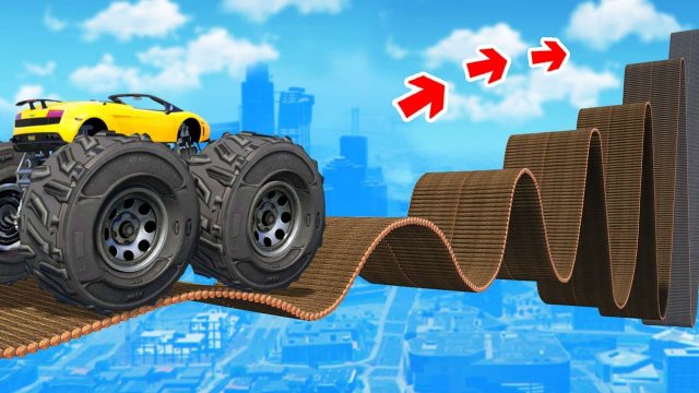 Сможет ли монстр трак проехать по мосту из бревен в гта 5 ? - эксперимент в gta 5