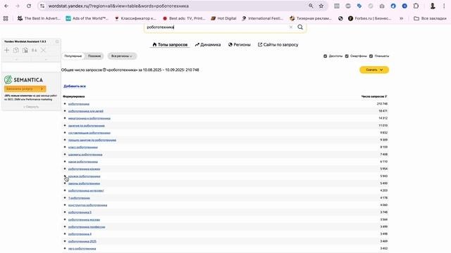 Расширение прайс листа через wordstat