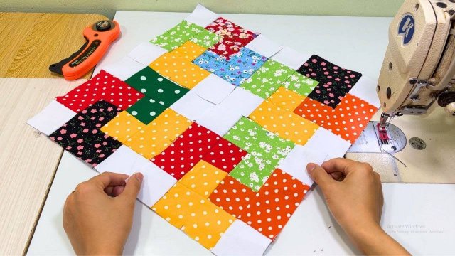 Как сшить красивое и потрясающее лоскутное одеяло из разноцветной ткани