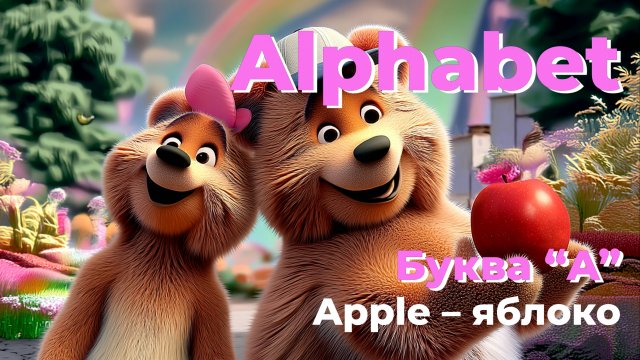 Английский детям: Мишка кушает Apple! 🍎 Учим букву A!