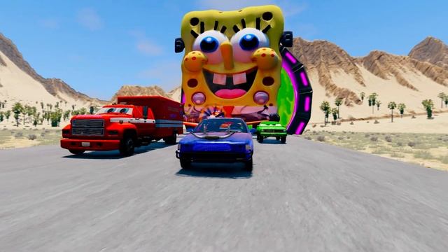 Молния  превратилась в яму! Пожиратель зверей против больших и маленьких машин