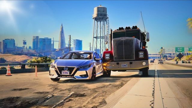 Реалистичные аварии на автостраде - BeamNG Drive