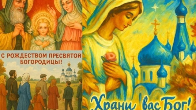 С рождеством Пресвятой Богородицы. Музыкальная открытка поздравление.