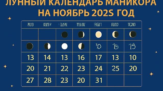 Лунный календарь маникюра на ноябрь 2025 — лучшие дни для маникюра по фазам Луны