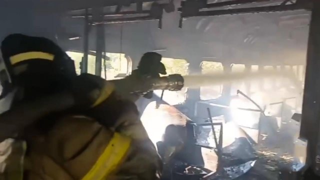 Тушение электропоезда в Краснодарском крае засняли на видео