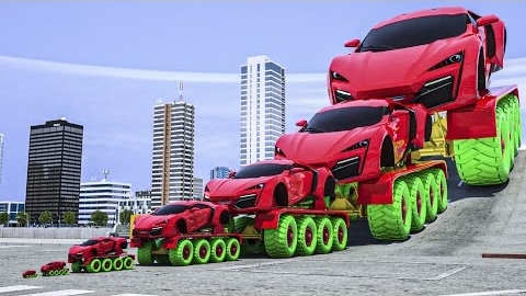 Гигантский суперкар против маленького автомобиля против Обычных автомобилей против подъемного моста?