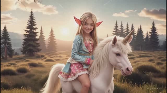 🌸 Волшебное путешествие девушки - эльфа верхом на единороге 🌟