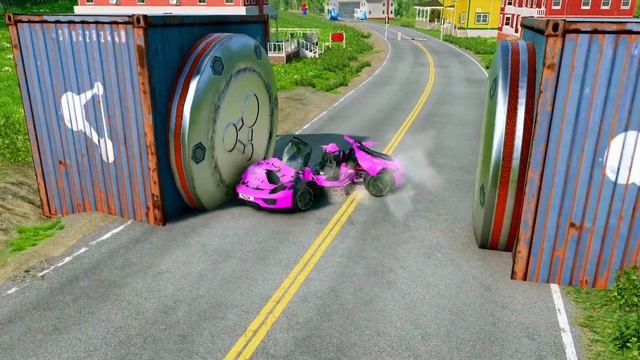 Бортовой грузовик - Выбоина против машины  BeamNG.Drive