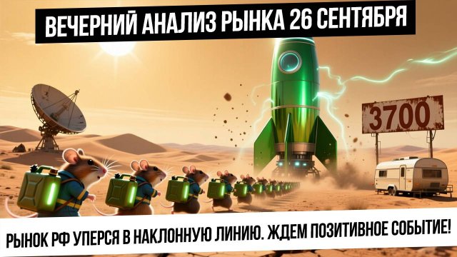 Вечерний анализ рынка 26 сентября. Индекс уперся в наклонку! Индекс сильный и впитывает негатив!