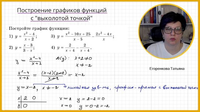 Построить график функции с выколотой точкой 8 класс часть 1