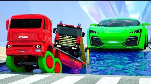 Спортивный автомобиль Jax, пожарная машина Frank, гигантский Камаз - монстр и пожарная машина!