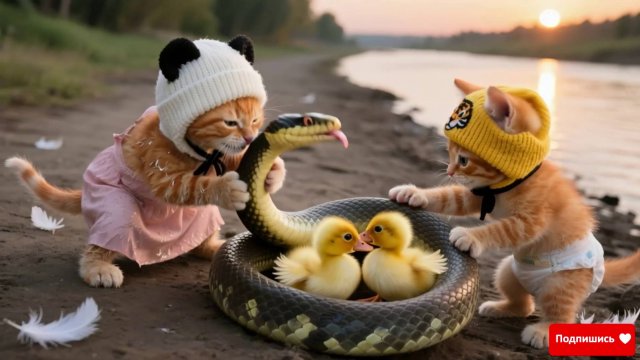 Как котики утят спасали