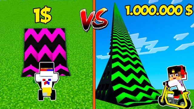 СПУСК БЕЗ ТОРМОЗОВ ТРАМПЛИН НУБА против ТРАМПЛИН ПРО в Майнкрафт ! ВИДЕО ТРОЛЛИНГ MINECRAFT Евгенбро