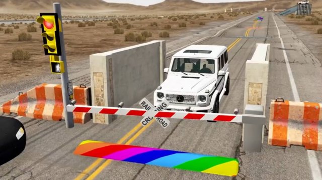 Грузовик с платформой McQueen _ Транспортировка на грузовике - Выбоина против машины _ BeamNG.Drive