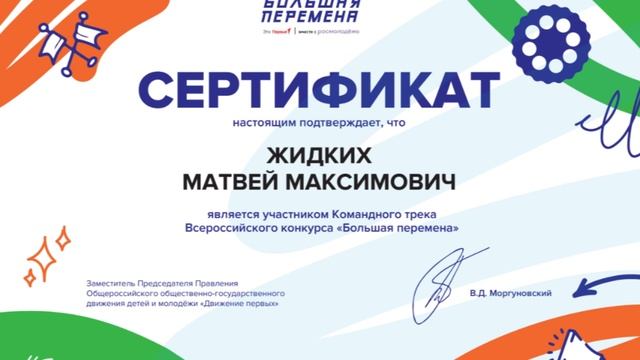 Мы участники Всероссийского конкурса "Большая перемена"