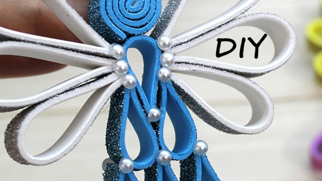 Мастер-класс новогодней игрушка на ёлку ангел из фоамирана