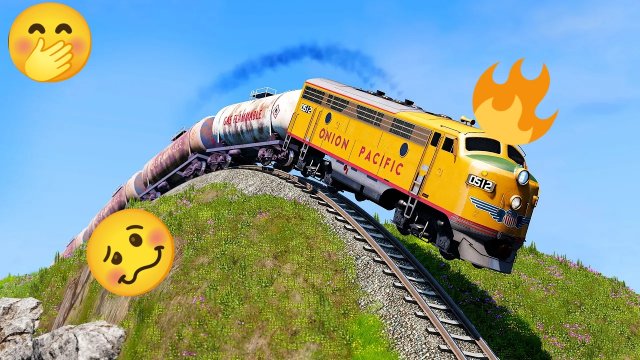 Поезд на бугорке в бимке/ Подборка поездовых аварий в BeamNG Drive🔥