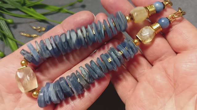 Украшение мечты - кианит и цитрин в золоте! #кианит #магиякамня #авторскиеукрашения