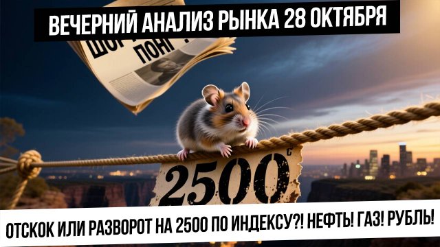 Вечерний анализ рынка 28 октября. 2500 по индексу - переломная точка: отскок или разворот? Рубль!