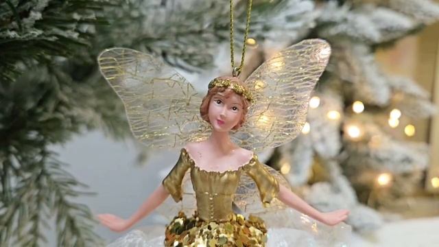 Ёлочная игрушка БАЛЕРИНА - АЖУРНЫЙ МОТЫЛЁК (в корсаже с рукавами до локтя), полистоун, MO93042-3