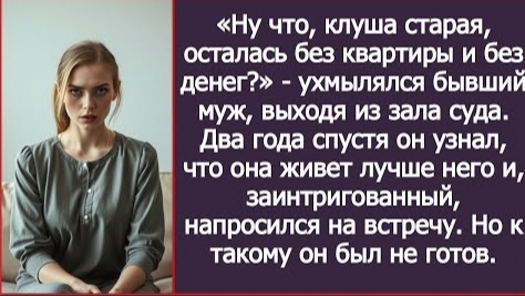 ИСТОРИЯ ИЗ ЖИЗНИ/Ну, что, клуша, осталась без квартиры и без денег,- ухмылялся муж, выходя из суда