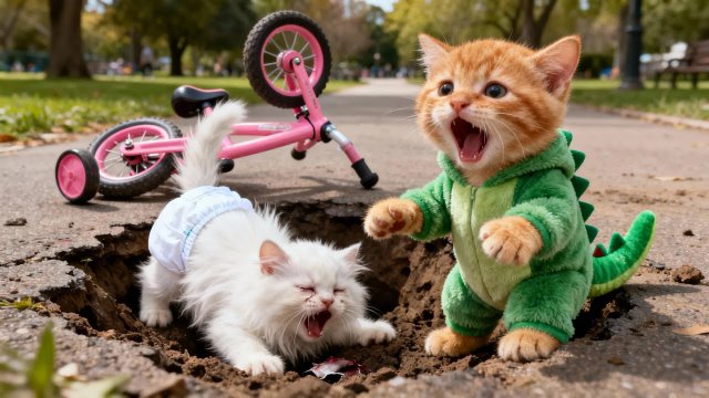 Мультики для детей, котик помогает своему другу, котики упали, мультики