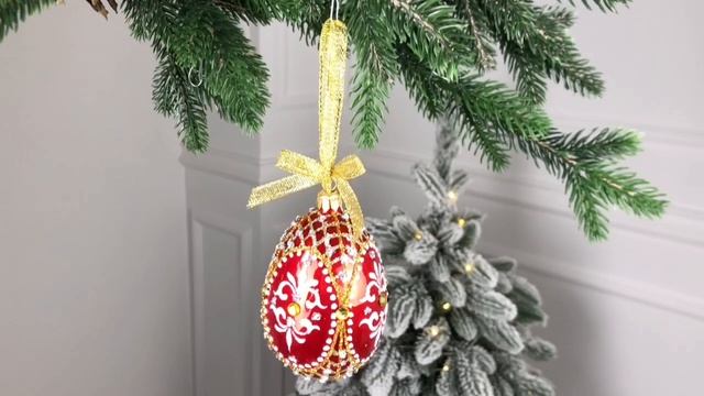 Ёлочная игрушка ЯЙЦО ФРИВОЛИТЕ, подарочная упаковка, 82 мм, С2290