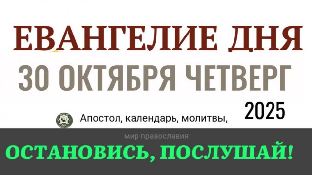 30 октября четверг Евангелие дня 2025 с толкованием #евангелие