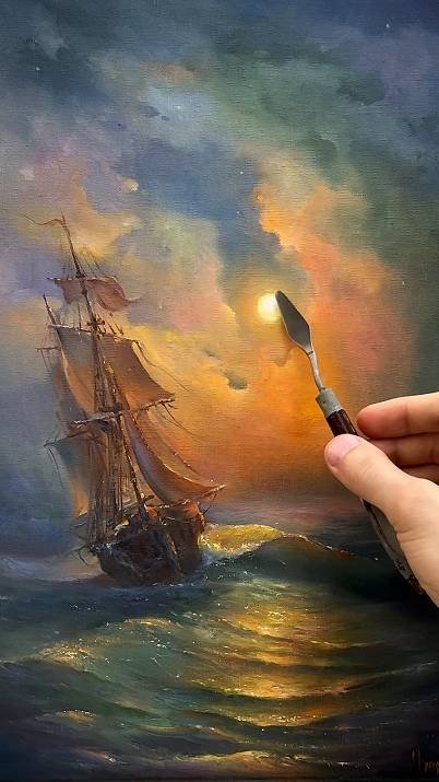 Мастер-класс "Буря в лунную ночь"