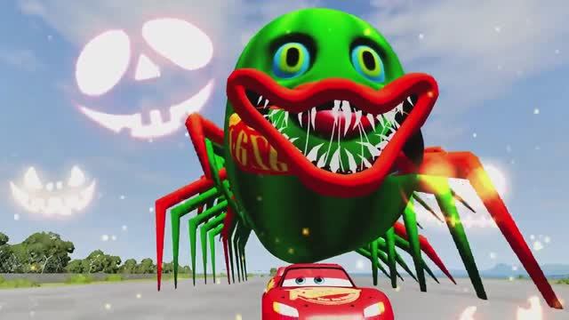 ЭПИЧЕСКИЙ ПОБЕГ ОТ ЗЕЛЁНОГО ФРУКТОВОГО МОНСТРА-ПАУКА ПРОТИВ АВТОМОБИЛЯ В BEAMNG DRIVE