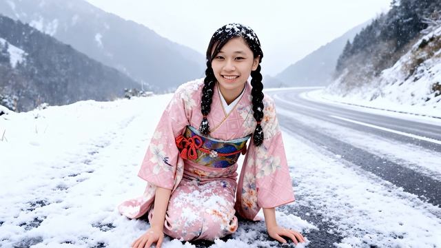 Девушка в японском кимоно