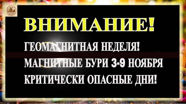 ВНИМАНИЕ! ГЕОМАГНИТНАЯ НЕДЕЛЯ! МАГНИТНЫЕ БУРИ 3-9 НОЯБРЯ 2025. КРИТИЧЕСКИ ОПАСНЫЕ ДНИ!