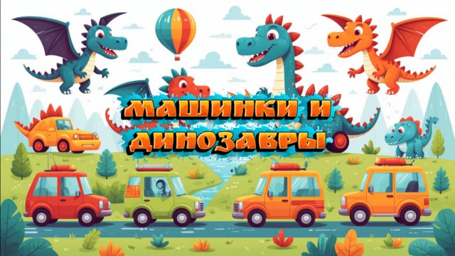 Машинки и Динозавры , Мега сборник мультфильмов и песенок