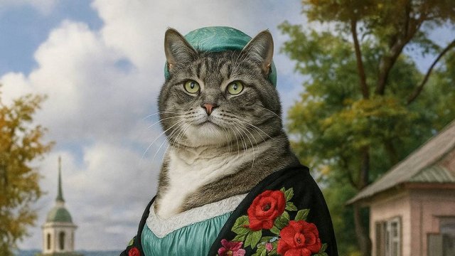 «Кошка-купчиха (Б. М. Кустодиев, «Купчиха»)»