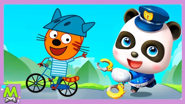 Три Кота против Маленькой Панды.Котики Спортсмены и Панда Полицейский в Гонках на Скорость.Кто Лучше