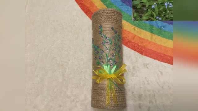 Банка от чипсов в джутовом декоре