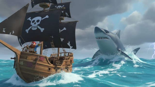 Мультфильм про акулу и пирата смотреть. Мультики для детей. Погоня. Акула охотится за пиратом
