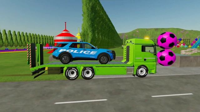 ПЕРЕВОЗКА ПОЛИЦЕЙСКИХ МАШИН И МАШИН СКОРОЙ ПОМОЩИ НА ГРУЗОВИКАХ. МУЛЬТИК ДЛЯ МАЛЫШЕЙ.