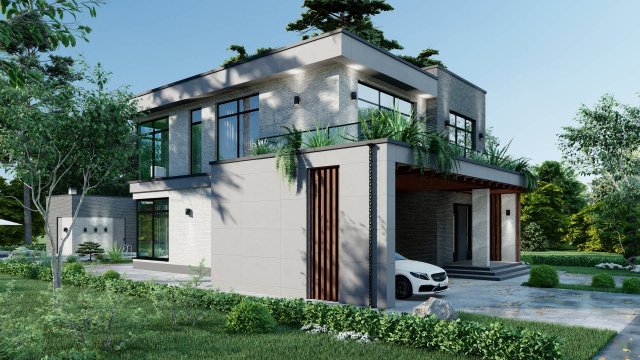 Проект дома с озеленением балкона
