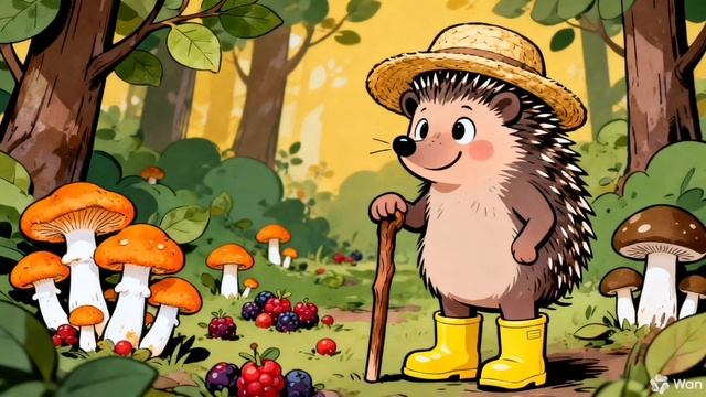 Дед Ёж, грибы и ягоды