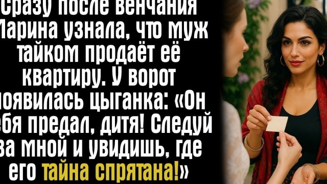 Сразу после венчания Марина узнала, что муж тайком продаёт её квартиру. У ворот появилась цыганка...